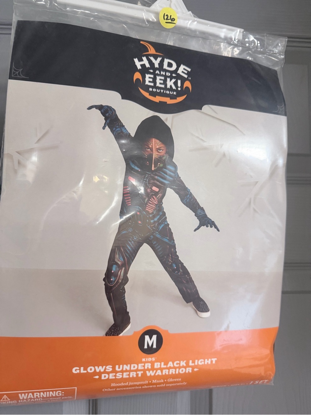 Hyde & Eek! Kids Desert Warrior Glow Costume - Black with Blue Accents (M)